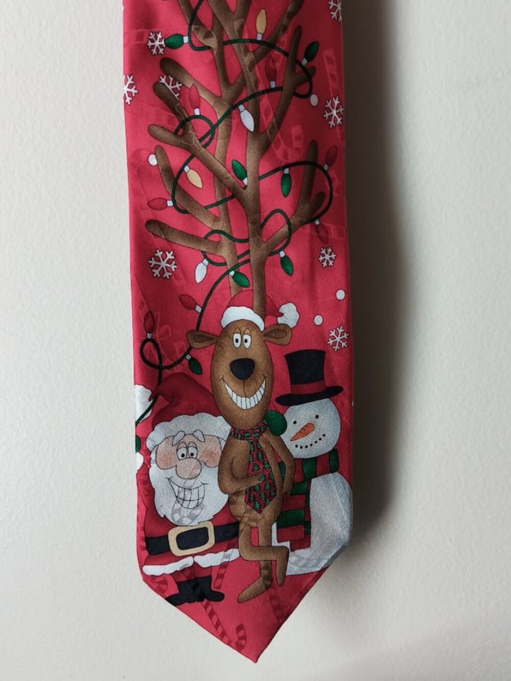 Christmas Santa Snowman Reindeer Red Tie 100% silk